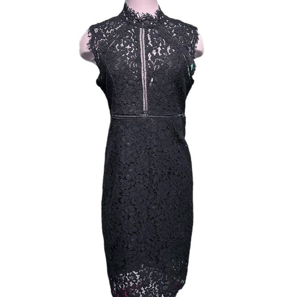 EUC Bardot All Over Lace Scalloped Halter Neck Sleeveless Dress Women's Size 10